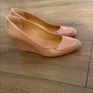 Patent Nude Wedge Heels
